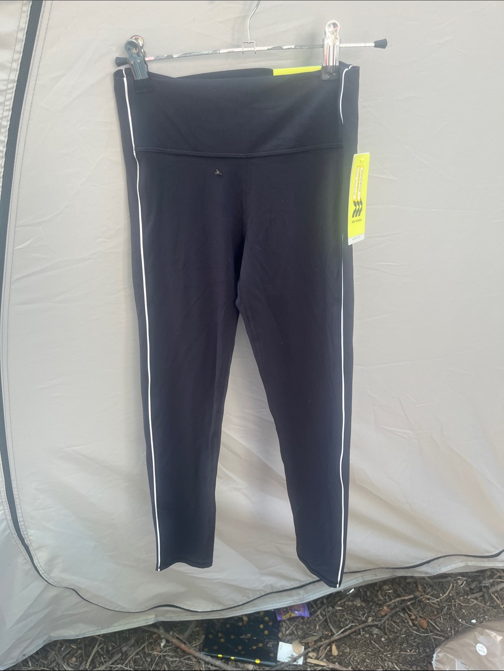all in motion Black Cropped Leggings with White Side Stripes